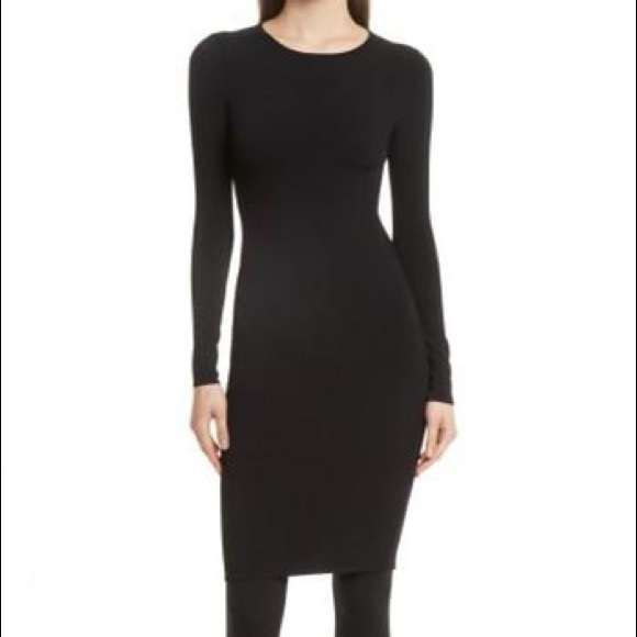 NWT VINCE black stretchy midi bodycon knit dress - Picture 2 of 7